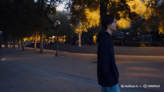 一个人在街上走，走着走着，遇到一个人和他过了一会儿，他们又分开了他又遇到了一个人和他聊了会天，又分开了 by Hailuo AI Video Generator