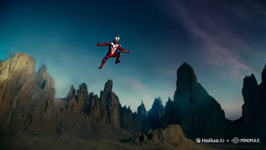 迪迦奥特曼从天而降，降落到地球之外的行星，顿时前方出现一只哥斯拉怪兽，迪迦与之缠斗起来，最终迪迦使用栽培利奥光线打败了怪兽 by Hailuo AI Video Generator