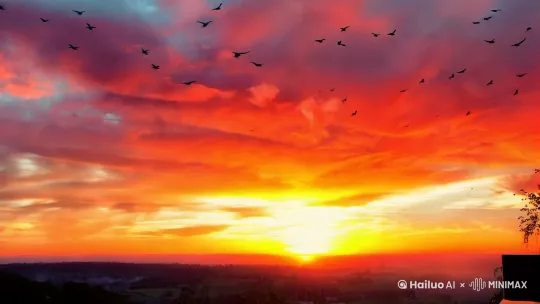 - 画面:广阔的夕阳西下,金色的余晖洒满大地,天空被染成橙红色,云彩层层叠叠,像燃烧的火焰。
- 镜头:从地平线缓缓上移,展现霞光的壮丽。
- 音效:轻柔的风声,远处鸟鸣,背景音乐为舒缓的钢琴曲。
**场景 2:落魄的人出现(0:15 - 0:30)**
- 画面:镜头切换到一条小路,一个衣衫破旧的人缓缓走入画面,脚步沉重,背影孤独。
- 镜头:从远景拉近,聚焦在他的背影和脚下的落叶。
- 音效:风声渐强,落叶沙沙作响,音乐转为低沉的大提琴。
**场景 3:人物特写与思绪(0:30 - 0:45)**
- 画面:特写他的脸,沧桑的表情,目光低垂,仿佛沉浸在回忆中。
- 镜头:缓慢推近,捕捉他脸上的细节和眼中的疲惫。 by Hailuo AI Video Generator