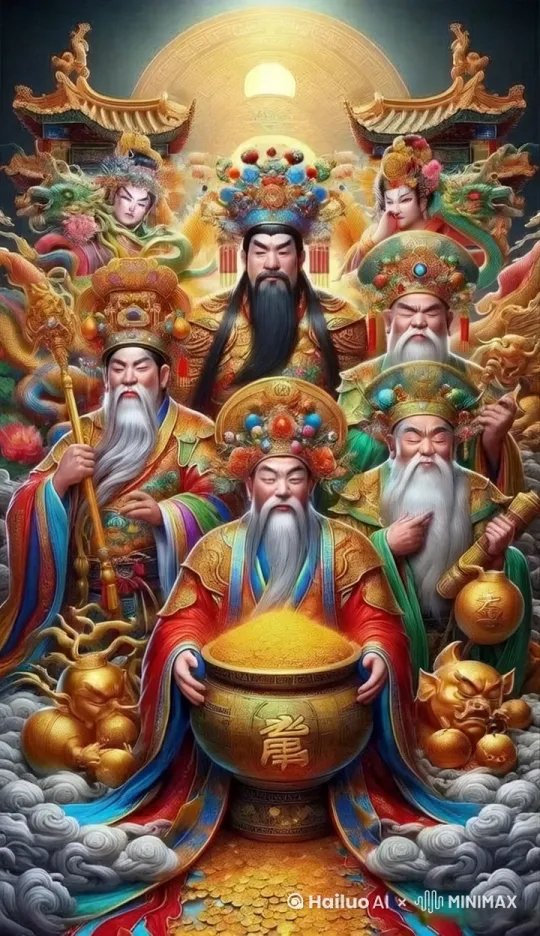 财神爷到你家，金元宝以正面进到你家里，画质细腻流畅自然，整个画面珠光宝气 by Hailuo AI Video Generator