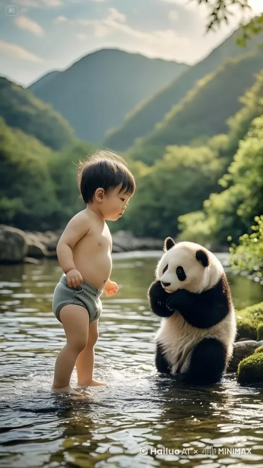 熊猫和人史诗般的暴力打斗场面，镜头限随图片中的人和熊猫拳打脚踢。快速暴力动作片，人和熊猫的生死战，电影级，人和熊猫拳打脚踢动作非常快速熊猫和人打出幻影 by Hailuo AI Video Generator