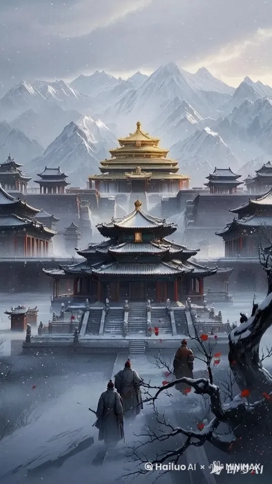 1动态还原明朝宫殿，2增加特效动态文字“崇祯皇帝1627-1644”字体缓缓出现突出时间跨度，3视频整体画面远近拉动，营造出大片既视感 by Hailuo AI Video Generator
