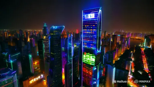 要生成一段关于重庆市赛博朋克的录像，你可以结合赛博朋克风格的特点和重庆市的独特城市景观。以下是一个详细的创意描述，帮助你构思和制作这段录像：

### 创意描述：

#### 1. **开场镜头：**
   - **时间**：夜晚
   - **地点**：重庆市中心的高楼大厦之间
   - **画面**：从高空俯瞰重庆市，霓虹灯闪烁，高楼大厦林立，街道上车水马龙。镜头缓慢推进，逐渐聚焦到一座标志性的摩天大楼。

#### 2. **城市景观：**
   - **镜头切换**：快速切换到城市街道，镜头低角度拍摄，展现出赛博朋克风格的街道。街道两旁是充满未来感的商店和广告牌，广告牌上闪烁着动态的霓虹灯广告。
   - **细节**：广告牌上可以展示一些虚构的未来科技产品或服务，比如“全息影像娱乐系统”、“增强现实眼镜”等。

#### 3. **人物角色：**
   - **角色设定**：一个身穿未来感服装的年轻黑客，穿梭在人群中。他的服装带有发光线条和电子元件，象征着高科技与人类的融合。
   - **动作**：黑客在人群中快速移动，时而停下来操作手中的便携设备，时而抬头观察周围的环境。

#### 4. **交通工具：**
   - **镜头切换**：一辆未来感十足的飞行汽车从头顶掠过，镜头跟随飞行汽车移动，展现出重庆市独特的山城地形和立体交通网络。
   - **细节**：飞行汽车的设计可以参考一些科幻电影中的概念车，带有流线型外观和发光的车灯。

#### 5. **高科技元素：**
   - **镜头切换**：黑客进入一座高科技建筑，建筑内部充满了各种未来科技设备，比如全息投影、自动化机器人等。
   - **细节**：黑客在一个巨大的全息屏幕前操作，屏幕上显示着复杂的代码和数据流。

#### 6. **结尾镜头：**
   - **时间**：黎明前夕
   - **地点**：重庆市的一座山顶
   - **画面**：黑客站在山顶，俯瞰着整个城市。天空逐渐变亮，城市的霓虹灯逐渐熄灭，取而代之的是初升的太阳。镜头缓缓拉远，展现出重庆市 by Hailuo AI Video Generator