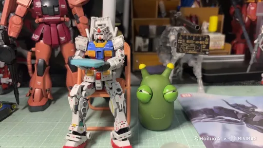 白色模型起立，绿色的开始蹦蹦跳跳 by Hailuo AI Video Generator
