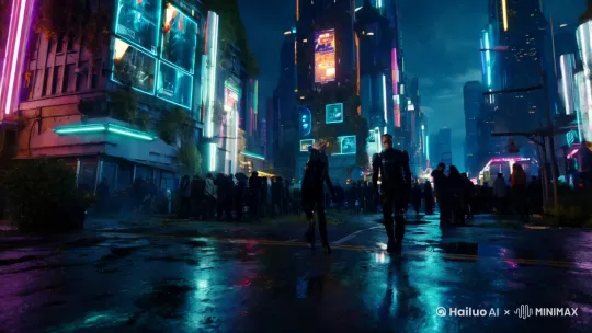 赛博朋克风格城市风光 by Hailuo AI Video Generator