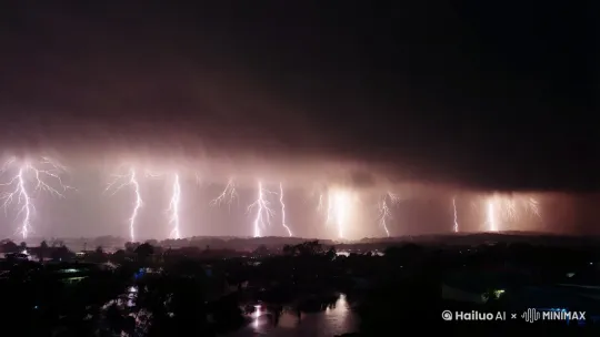 暴雨中闪电 by Hailuo AI Video Generator