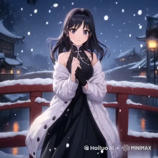 人物：此动漫妙影，恰似仙姝临世，风姿绰约。
背景：浩渺天地间，雪花簌簌而落，绘出一幅空灵之景。
措辞：银灰的短发似云卷云舒，蓝色和服上的淡雅花纹，宛如岁月留下的浅痕。深色腰带束腰，宛如一抹凝重的墨色。雪花飘洒，宁静氛围如诗如画，3D 的细节呈现，仿若能触摸到这梦幻之境。 by Hailuo AI Video Generator