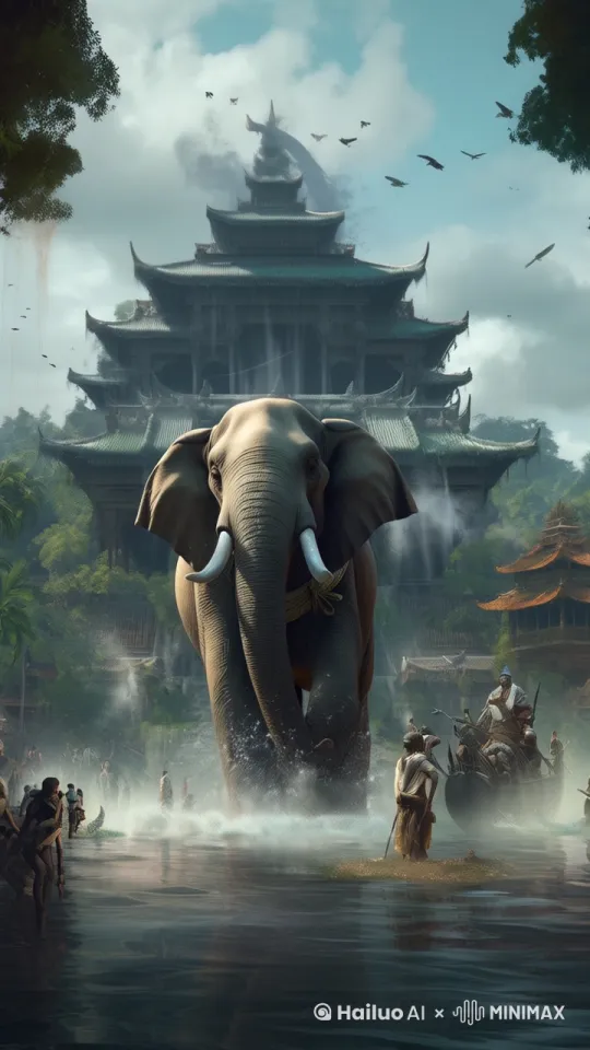 大象踏水而来 by Hailuo AI Video Generator
