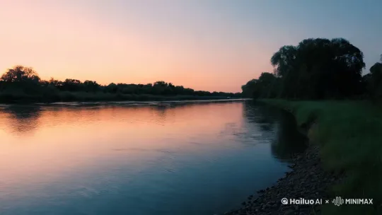 河面夕阳余晖 by Hailuo AI Video Generator