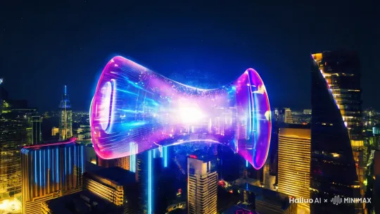 1. **宇宙奇点**（开场）
   - 全息数据流构建未来城市天际线（粒子特效全息投影）
   - 霓虹色的纳米机器人重组建筑表面（动态材质演变）
 
2. **维度坍塌**（核心冲突）
   - 熵增定律在11维空间中的可视化崩塌（克莱因瓶形态扭曲）
   - 有机机械复合体在时间轴断层内的量子纠缠（分形结构生长）
 
3. **生命觉醒**（高潮段落）
   - 人类意识数据链突破普朗克尺度屏障（量子隧穿光轨迹）
   - 碳基生命与硅基智能的共生突变（DNA双螺旋与二进制融合） by Hailuo AI Video Generator
