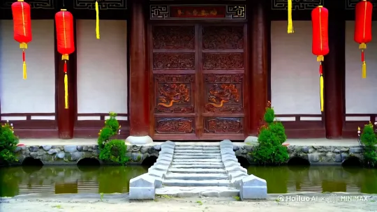 财神视频训练语言脚本 
 
开场画面 
画面描述: 画面缓缓打开，展现出一片古色古香的中式庭院，庭院中有一座雕刻精美的石桥，桥的另一端是一扇雕花木门，门前挂着大红灯笼，显得格外喜庆。
 
旁白: "在这片祥和宁静的庭院中，财神即将现身，为您带来新一年的好运与财富。"
 
财神登场 
画面描述: 木门缓缓打开，财神身穿红色与金色相搭配的传统服饰，衣服上绣有金色的龙凤图案，显得华丽而不失庄重。财神面带微笑，手持一把金色的折扇，身后跟着一辆装满金元宝的三轮车。
 
旁白: "看，我们的财神来了！他身着红金相间的华服，象征着吉祥与富贵。"
 
三轮车特写 
画面描述: 画面切换到三轮车，车上的金元宝闪闪发光，车轮上还系着红色的绸带，随风飘扬。
 
旁白: "财神的三轮车装载着满满的金元宝，预示着新的一年财源广进，金银满堂。"
 
财神祝福 
画面描述: 财神站在庭院中央，微笑着向观众挥手，背景是盛开的梅花和飞舞的红色纸屑。
 
旁白: "财神在此祝愿大家，新的一年里，财源广进，事业兴旺，，幸福家庭万事如意！"
 
结尾画面 
画面描述: 画面渐渐淡出，最后定格在财神骑上三轮车，准备出发的画面，背景音乐逐渐减弱。
 
旁白: "感谢您的观看，愿财神的祝福伴随您每一天。"
 
字幕 
文字内容: "恭祝大家新春大吉，财源滚滚！"
  by Hailuo AI Video Generator