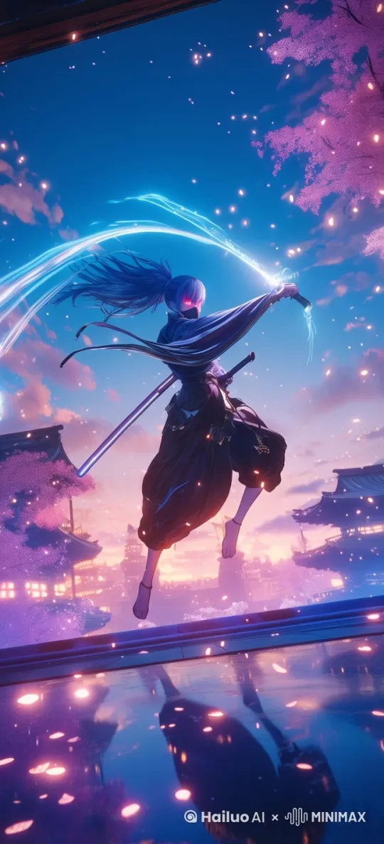 微风吹动，花瓣飘落，头发飘逸，人物不动，镜头固定 by Hailuo AI Video Generator