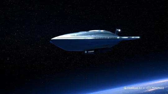 拍摄一部宇宙飞船在太空中飞翔的视频 by Hailuo AI Video Generator