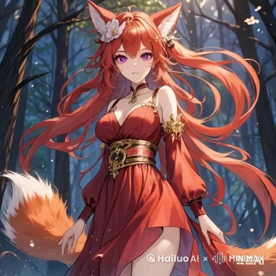 狐妖生动妖娆，头发随风飘动，眼睛灵动迷人，人物活灵活现。 by Hailuo AI Video Generator