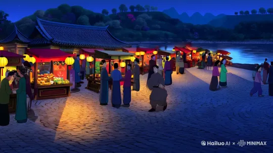 1. 开封鬼市（开封·清明上河园旧址）
北宋末年，每逢月晦之夜，汴河故道会浮现一座灯火通明的夜市。曾有书生在此购得古画，画中竟描绘了自己深夜游市的场景。次日画中人多出一位红衣女子，三日后书生失踪，只留画中多了一对相拥人影。 by Hailuo AI Video Generator