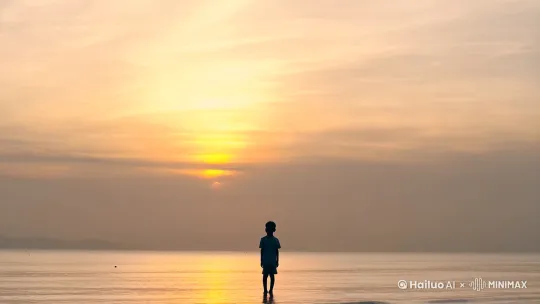 一个男生站在海边 by Hailuo AI Video Generator