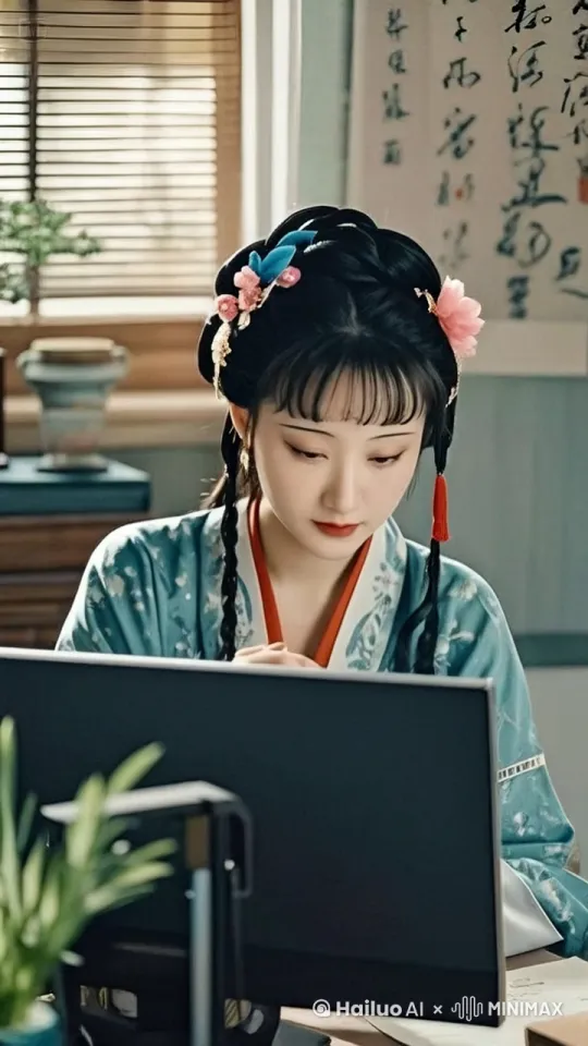推进镜头，左移眼随镜头，然后上摇，上升镜头，同时左摇，希区柯克变焦。 by Hailuo AI Video Generator