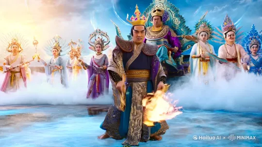 在浩渺无垠的天宫之上，一场惊心动魄的激战正在上演。孙悟空身着华丽非凡、极具科幻色彩的服饰，头戴璀璨耀眼的头冠，威风凛凛地屹立其中。
 
他手中那如意金箍棒又长又大，闪耀着夺目的光芒，随着他的挥动，划破长空，风声呼啸。
 
玉皇大帝高坐云端，神色严峻，身旁众多神仙各持精美且威力强大的兵器，服饰样式精美绝伦，宝冠璀璨夺目。然而，孙悟空毫无惧色，他身形矫健，与众多神仙展开激烈搏斗。
 
天宫中仙云激荡，光影交错。孙悟空的每一次攻击都迅猛如雷，招式变幻莫测。各路神仙虽奋力抵抗，但孙悟空凭借着无畏的勇气和超强的实力，在这激战中丝毫不落下风。整个场景以 8K 高清呈现，每一个细节都清晰可见，让人仿佛身临其境，沉浸在这精彩绝伦的战斗之中。 by Hailuo AI Video Generator