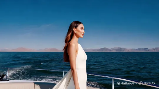 青海旅行美女游艇阳光明媚 by Hailuo AI Video Generator