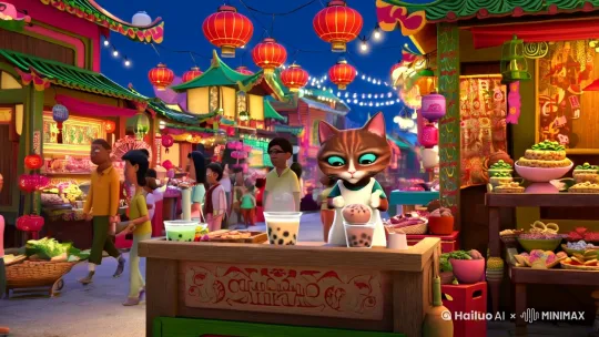 一只猫在卖奶茶 by Hailuo AI Video Generator
