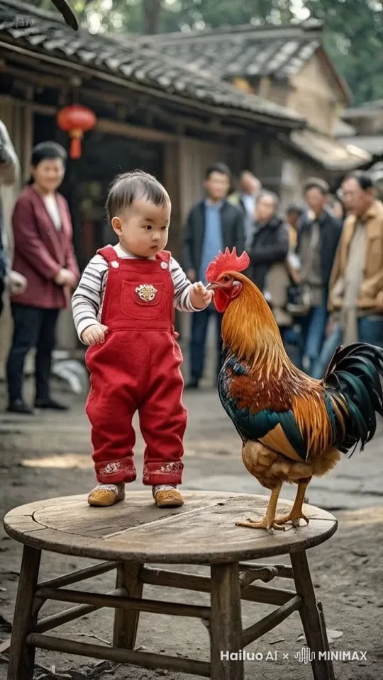 鸡和人史诗般的暴力打斗场面，镜头限随图片中的人和鸡拳打脚踢。快速暴力动作片，人和鸡的生死战，电影级，人和鸡拳打脚踢动作非常快速，鸡和人打出幻影 by Hailuo AI Video Generator