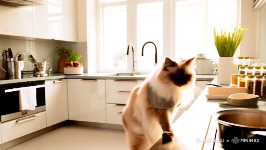 布偶猫在炒菜 by Hailuo AI Video Generator