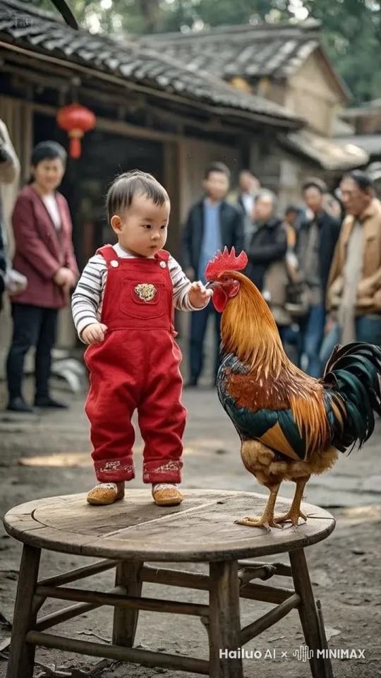 鸡和人史诗般的暴力打斗场面，镜头限随图片中的人和鸡拳打脚踢。快速暴力动作片，人和鸡的生死战，电影级，人和鸡拳打脚踢动作非常快速，鸡和人打出幻影，双方腾空而起交火激烈 by Hailuo AI Video Generator