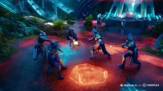 生成三大种族激烈交战，火光四溢科技爆棚 by Hailuo AI Video Generator