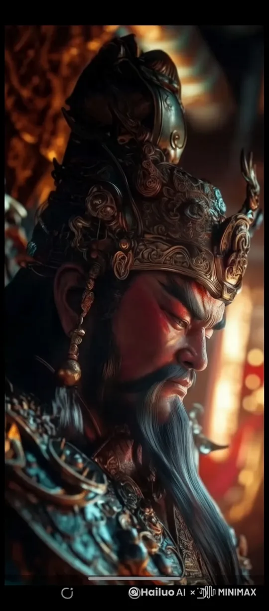 动漫关羽霸气斩龙 远长景 特效华丽 时长50秒 by Hailuo AI Video Generator