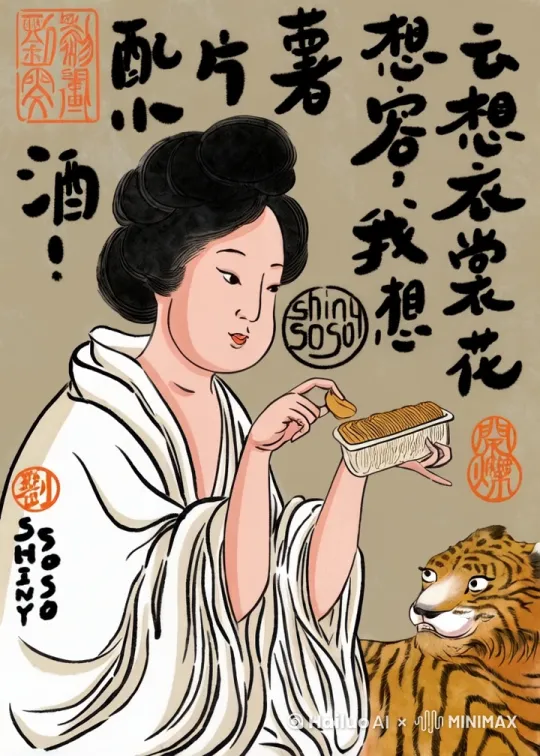 让图中的女性吃起薯片来 by Hailuo AI Video Generator