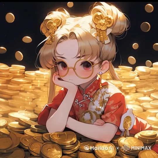 天上的金币缓慢掉落 女生微微一笑 by Hailuo AI Video Generator