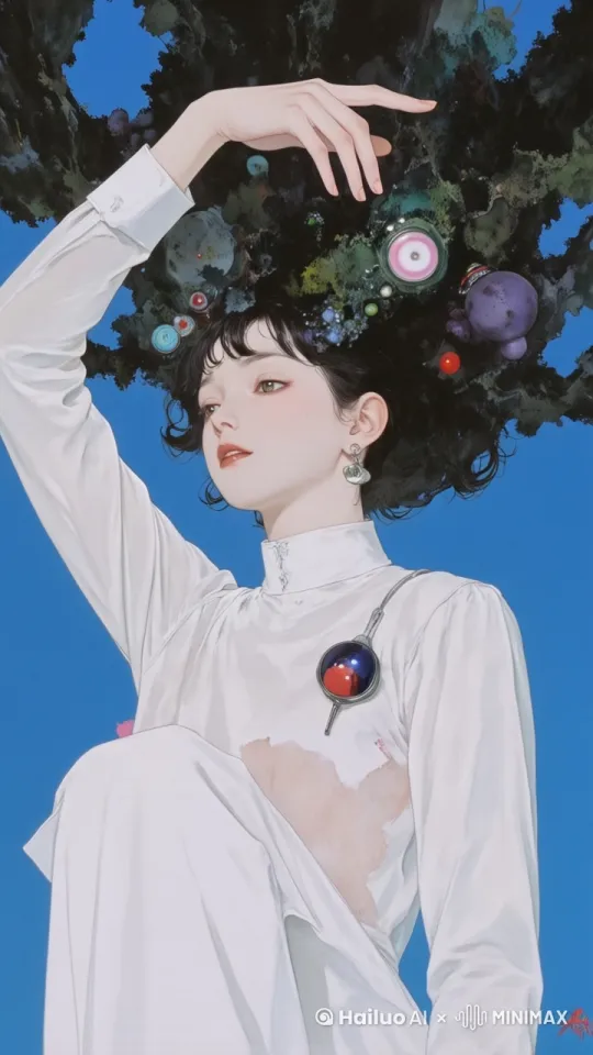 电影质感，女生，空灵，故事感，超现实，未来感，蒸汽波，电影截图，梦核，8K，超高分辨率 by Hailuo AI Video Generator