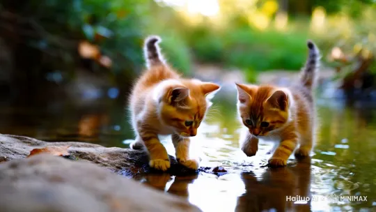 两只小猫咪钓鱼 by Hailuo AI Video Generator
