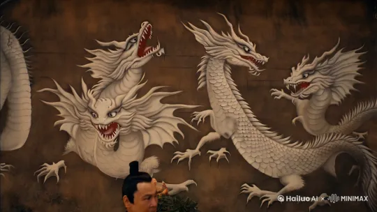 画龙点睛
南北朝时期，有个著名的画家叫张僧繇。他的绘画技艺非常高超，画出的人物、花鸟、山水等都栩栩如生，仿佛有了生命一般。
有一次，张僧繇在金陵安乐寺的墙壁上画了四条白龙。这四条龙形态各异，有的张牙舞爪，有的腾云驾雾，有的摇头摆尾，有的呼之欲出。围观的人们惊叹不已，纷纷称赞张僧繇的画技高超。然而，当人们仔细观察时，却发现这四条龙都没有眼睛。
有人好奇地问张僧繇：“大师，您画的龙为什么没有眼睛呢？”张僧繇微微一笑，说道：“画龙点睛，只要点上眼睛，龙就会飞走。”
大家听了，都不相信，认为张僧繇是在说笑话。于是，有人提议道：“大师，您就给我们点上眼睛吧，让我们看看龙会不会飞走。”
张僧繇想了想，觉得大家都不相信，就拿起画笔，轻轻地给其中两条龙点上了眼睛。刹那间，只见乌云密布，狂风大作，电闪雷鸣。那两条被点上眼睛的龙，仿佛被赋予了生命，腾空而起，破壁而出，飞向了天空。而另外两条没有点上眼睛的龙，依然静静地待在墙壁上。
在场的人们都被这神奇的一幕惊呆了，纷纷对张僧繇的画技佩服得五体投地。
“画龙点睛”这个成语就从这个故事中演变而来，用来比喻作文或说话时，在关键的地方加上精辟的语句，使内容更加生动传神，起到点明中心、揭示主题的作用。 by Hailuo AI Video Generator