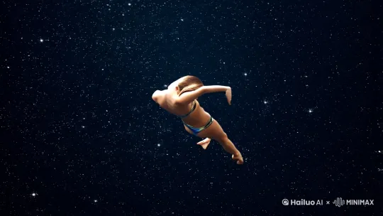 比基尼美女在太空漫步 by Hailuo AI Video Generator