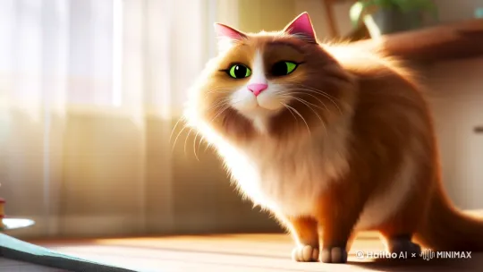  have an animal pet catHe has a beautiful name ”Fat”We have a happy day:We walk on the wayWe play in the rainWe travel on the trainLook at its fat pawMaybe it can draw on a book of law by Hailuo AI Video Generator