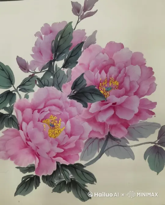 稀薄的晨雾，露珠在花瓣和叶片上，花朵左右上下摇动 by Hailuo AI Video Generator