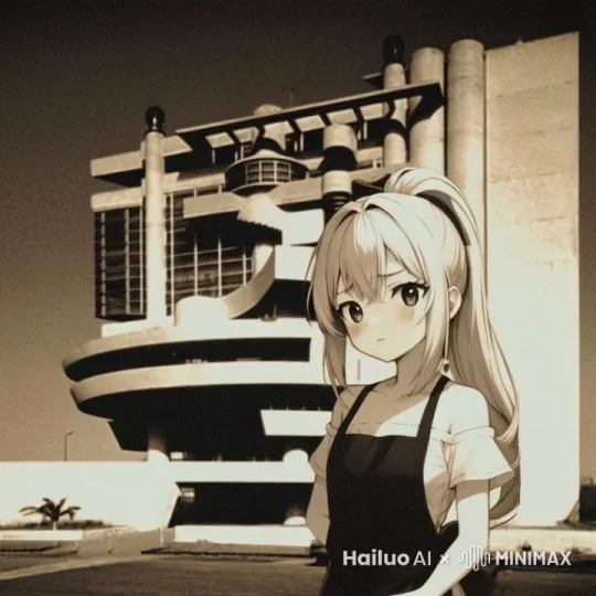 女生站在建筑前 by Hailuo AI Video Generator