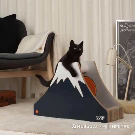 一黑一白两只可爱猫咪来回跑玩耍的视频 by Hailuo AI Video Generator