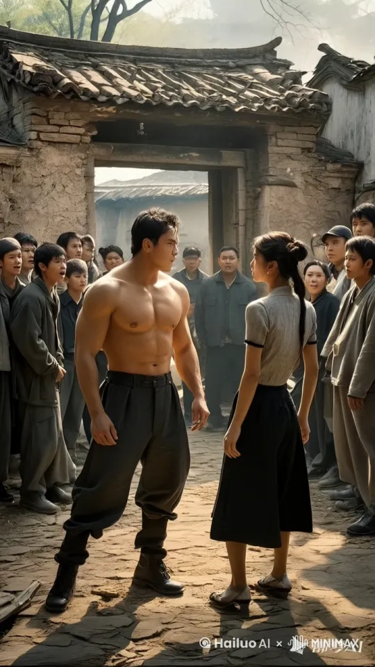 镜头移动，动态跟随，男子和女子开始对决，两人以太极对打，接着跳起来拳打脚踢场面非常震撼，周围的人拍手叫好 by Hailuo AI Video Generator