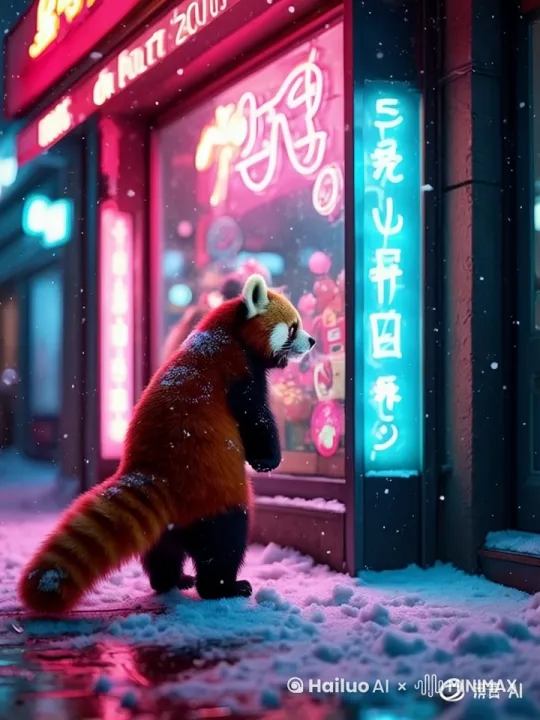 让小熊猫动起来，看向橱窗 by Hailuo AI Video Generator