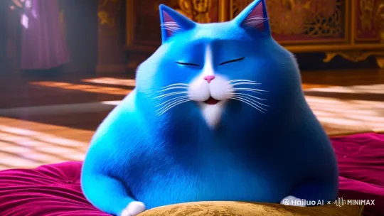 蓝色的胖猫在唱大江大河 by Hailuo AI Video Generator