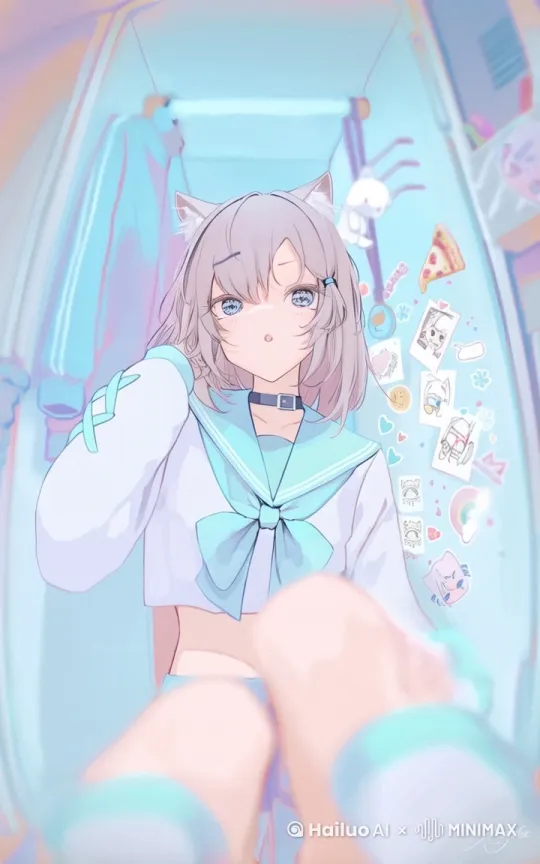 让角色把上衣蓝色衣襟拉开 by Hailuo AI Video Generator