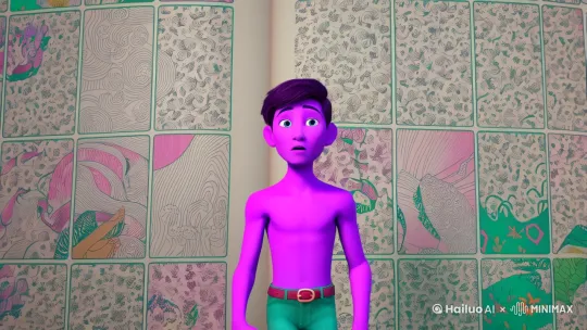 从漫画里出来的男孩紫色 by Hailuo AI Video Generator