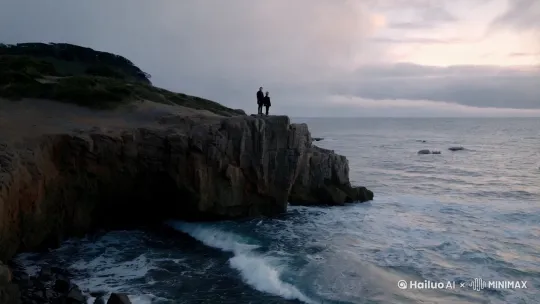 塑造一个氛围低沉，环境优美具有宿命感又不失自由海边美景 by Hailuo AI Video Generator