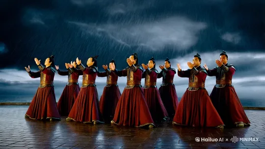 “临、兵、斗、者、皆、阵、列、在、前”用九字秘术，指天引雷，下雨，龙腾空。 by Hailuo AI Video Generator