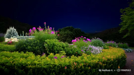 夏日夜晚小花园星月 by Hailuo AI Video Generator