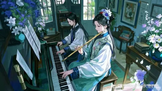 镜头推进、轻风浮过、氛围感、两人不动、光打在两人身上 by Hailuo AI Video Generator