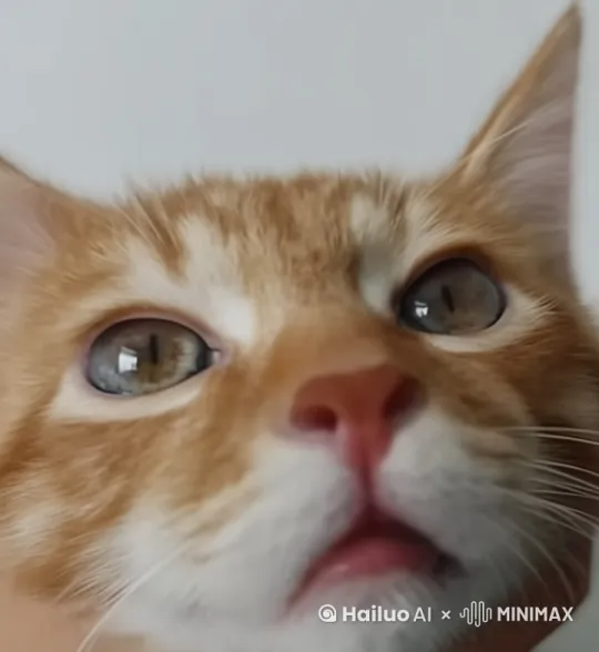 画面中的小猫，镜头由近到远，小猫身着皇室红袍，然后有一双手为小猫戴上了皇冠。 by Hailuo AI Video Generator