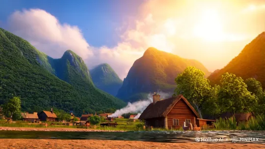 清晨太阳慢慢升起:A clear morning, the sun is slowly rising, casting a warm golden glow over the land, with soft clouds in the sky. The overall color tone is warm and bright, highly detailed, 8K --ar 16:9
(一个晴朗的清晨,太阳缓缓升起,给大地洒下温暖的金色光辉,天空中有轻柔的云朵。整体色调温暖明亮,细节丰富,8K --画面比例16:9)
远处传来鸡鸣狗叫声,放眼远方大山绿树成荫:In the distance, the barking of dogs and crowing of roosters can be heard. Majestic mountains covered with lush green trees stretch as far as the eye can see. There are scattered farmhouses at the foot of the mountains, in a realistic and high - definition style, 8K --ar 16:9
(远处传来狗吠和鸡鸣声。雄伟的山脉上覆盖着郁郁葱葱的树木,一望无际。山脚下有错落有致的农舍,写实高清风格,8K --画面比例16:9)
脚下小河流水,农家烟火缭绕:At the feet, a small river is gurgling, with clear water flowing over the pebbles. Not far away, from the chimneys of rural houses, wisps of cooking smoke are curling up, creating a peaceful and idyllic atmosphere, highly detailed, 8K --ar 16:9
(脚下,一条小河潺潺流淌,清澈的河水在鹅卵石上流过。不远处,农家的烟囱里袅袅升起缕缕炊烟,营造出宁静的田园氛围,细节丰富,8K --画面比例16:9)
孩儿高兴的手舞足蹈:A happy child is dancing with joy in front of a rural house, with a big smile on his face, wearing simple and rustic clothes. The surrounding environment is full of rural scenery elements, in a vivid and bright style, 8K --ar 16:9
(一个开心的孩子在农舍前高兴得手舞足蹈,脸上洋溢着灿烂的笑容,穿着朴素的乡村服饰。周围环境充满田园风光元素,风格生动明亮,8K --画面比例16:9)
牡丹花儿对我笑:A large and beautiful peony flower is in full bloom, its petals are delicate and colorful, seemingly smiling, with dew on the petals, against the background of green leaves and rural scenery, highly detailed, 8K --ar 16:9
(一朵硕大美丽的牡丹花正在盛开,花瓣娇艳多彩,仿佛在微笑,花瓣上带着露珠,以绿叶和乡村景色为背景,细节丰富,8K --画面比例16:9)
小鸟唱着清脆歌:A small, colorful bird is perching on a branch, its beak open as if singing a clear song. The feathers are vividly detailed, and the surrounding environment is a lush rural landscape, in high - definition, 8K --ar 16:9
(一只色彩斑斓的小鸟栖息在树枝上,嘴巴张开,仿佛在唱着清脆的歌。羽毛细节逼真,周围环境是郁郁葱葱的乡村景观,高清,8K --画面比例16:9)
鱼儿在小溪里面摇曳多姿多彩:(色彩斑斓的鱼儿在清澈的小溪里优雅地游动,身体随着水流摆动。水很清澈,可以清晰看到水底的鹅卵石和水草,逼真的高清水下视角,8K --画面比例16:9) by Hailuo AI Video Generator